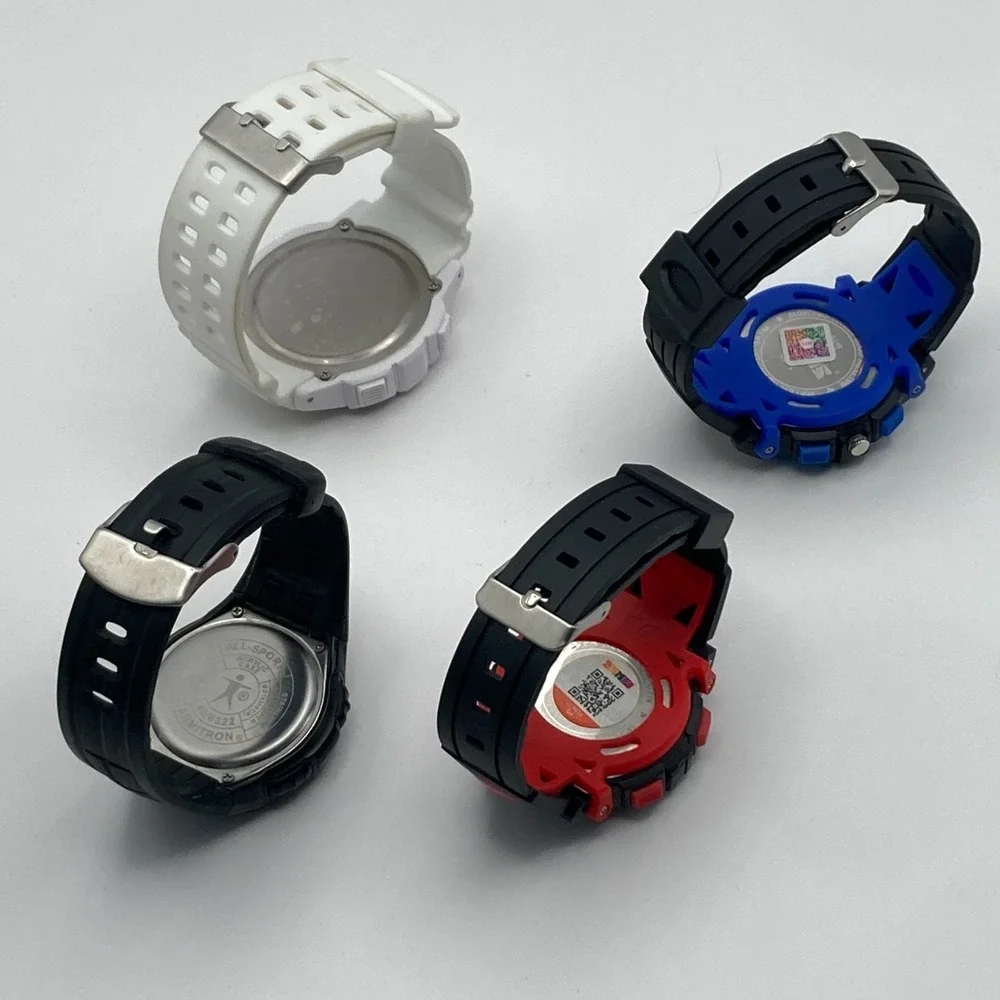 Lot of 4 Men's Watches Digital Armitron Skmei Black White Red Alarm Date Chrono
